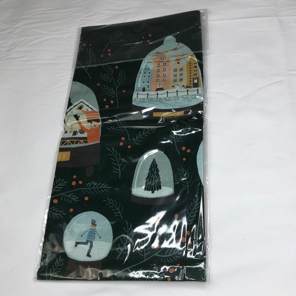 Anthropologie Christmas Holiday Green Dish Towel Joy World Snow Globe New in Pkg - Picture 5 of 9